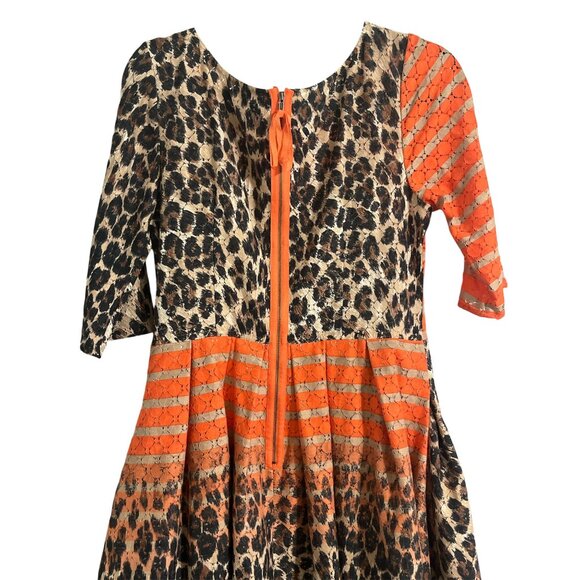 TRACY REESE Dress New Asymmetric Frock Cheetah Stripe Fit n Flare Mixed Print 10 - Picture 6 of 15